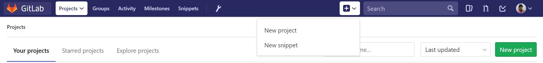 gitlab new prject