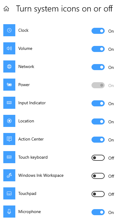 alt Windows 10 OS systray dialog